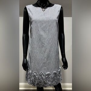 Two Wishes 100% linen shift dress with cute hem L large 10 12
